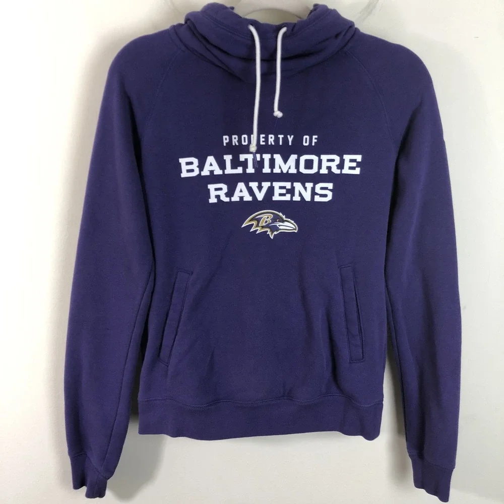 Nike Baltimore Ravens NFL Team Apparel Hoodie Sweatshirt High Neck Purple Sz S
